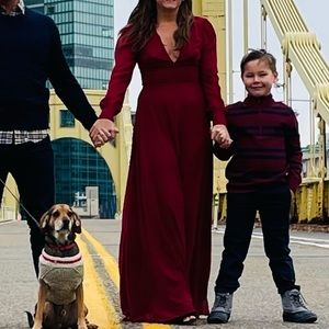 Talk about Divine burgundy long sleeve long dress